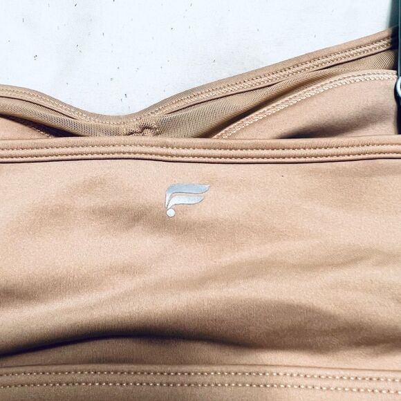 Fabletics Makayla Bra Low Impact Cinch Front Tan With Blue Straps Size L NWT - Picture 11 of 15